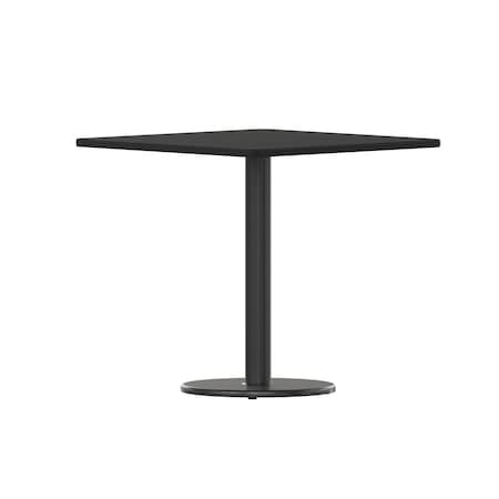 Flash Furniture Square Laminate Table, Laminate Top, Wood Grain XU-BLKTB-3030-TR18-GG